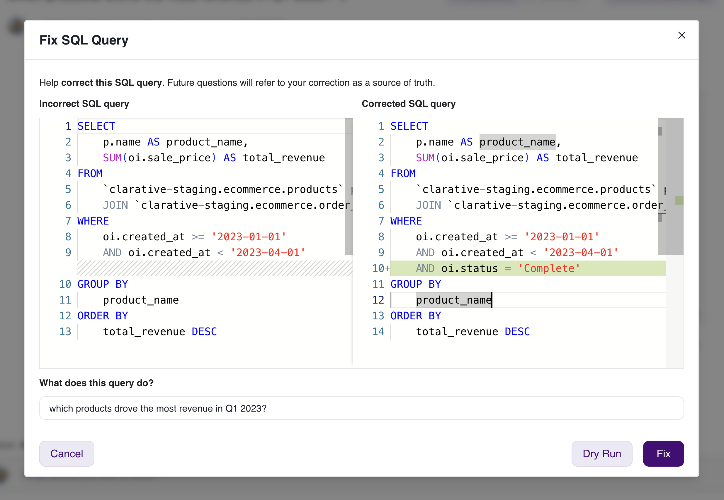 Fix SQL Editor